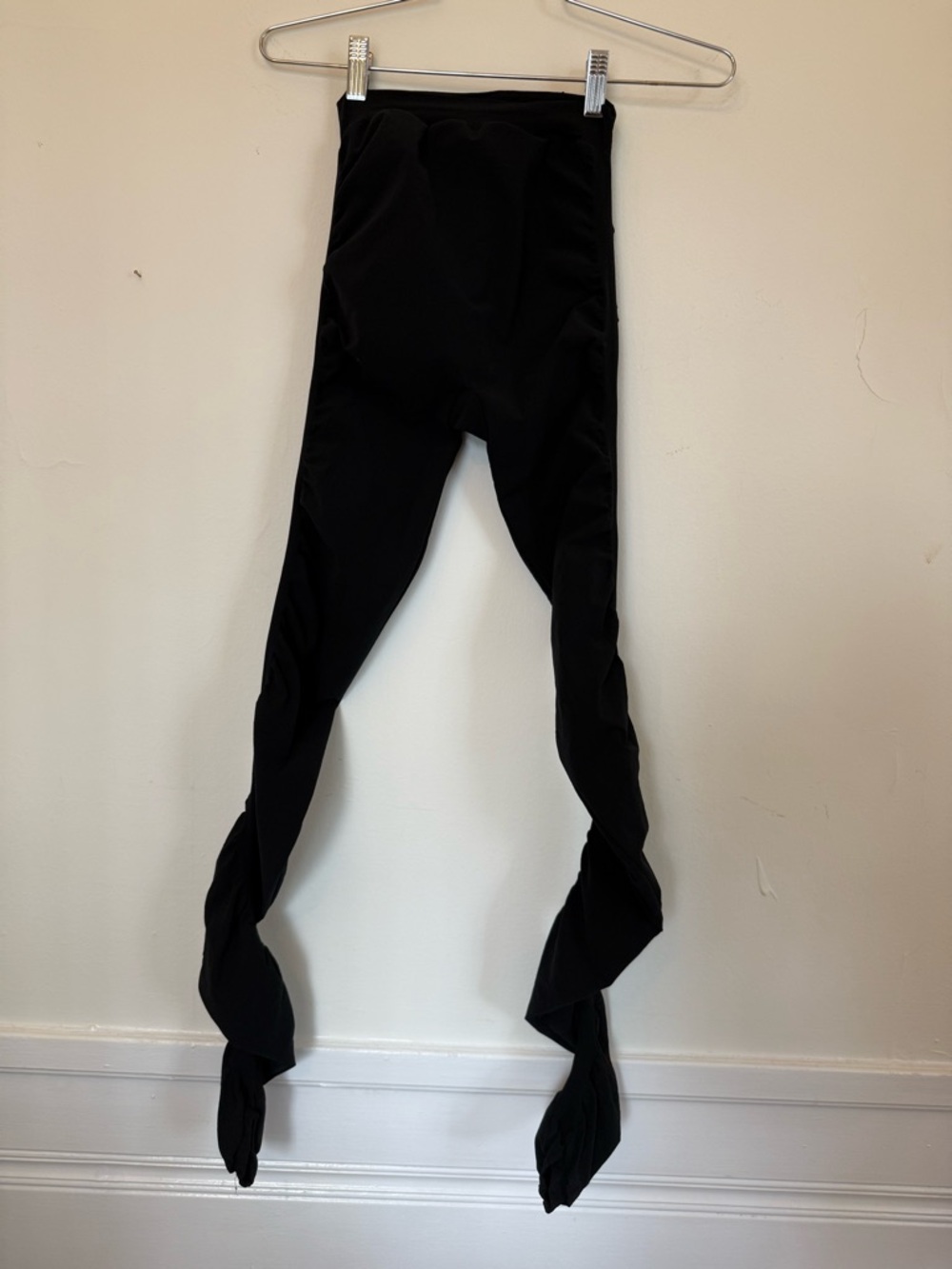 Issey Miyake Black Shirred Sculptural Avant Garde Leggings Size 2